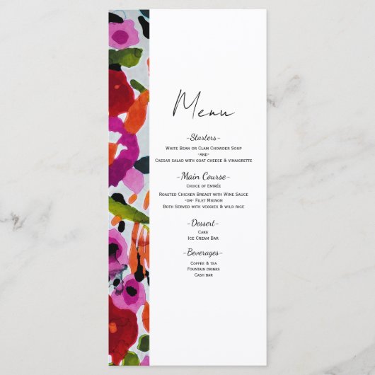 Menu Explosion de couleur vive Fleurs à l'aquarelle enc (Devant)