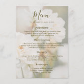 Menu Faded White Rose Floral Photo Mariage romantique (Devant)