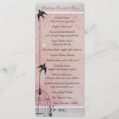 Menu Faire part de mariage à la cage à oiseaux en damas (Devant)