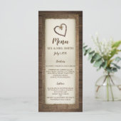 Menu Faire-part de mariage Coeur Bois, Burlap & Tw (Debout devant)