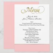 Menu fait sur commande chic rose, blanc, et d'or (Devant / Derrière)