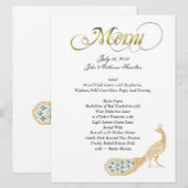 Menu fait sur commande de mariage de paon d'or (Devant / Derrière)