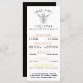 Menu fait sur commande de miel de rucher (Devant / Derrière)