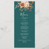 Menu Fall Teal Watercolor Terracotta Floral wedding (Devant)