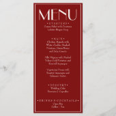 Menu Fancy Burgundy Old Money Retro Luxury Wedding (Devant)