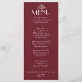 Menu Fancy Burgundy White Old Money Luxury Wedding (Devant)