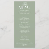 Menu Fancy Sage Green White Old Money Boho Chic Wedding (Devant)