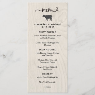 Menu Farmhouse Chic   Bois blanc avec Mariage de vache 