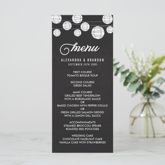 Menu Faux Chalkboard Hanging Lantern Rustic (Staand voorkant)