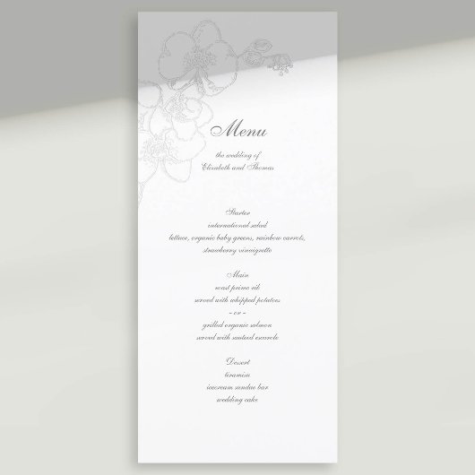 Menu Faux Embossé Orchid Classic Calligraphy Mariage