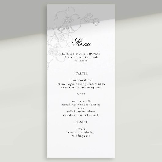 Menu Faux Embossé Orchid Mariage classique moderne