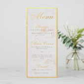 Menu Faux Gold Foil Élégante calligraphie Marbre blanc  (Debout devant)