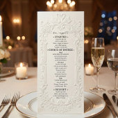 Menu Faux Letterpress Effect Ivory Relief