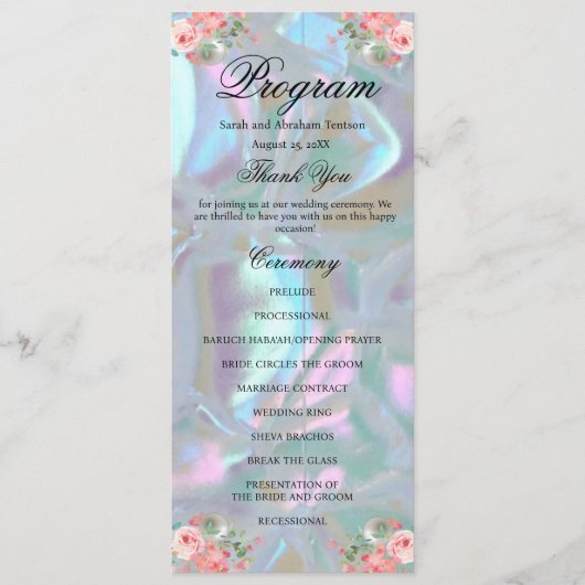 Menu Faux Mother of Pearl Wedding Program (Devant)