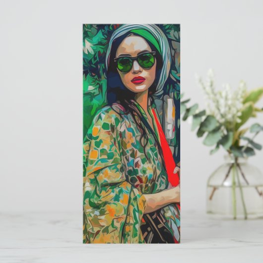 Menu Femme en verres verts (Debout devant)