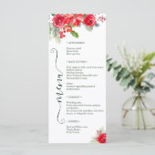 Menu Festive Watercolor Rose Poinsettia Holiday Wedding (Debout devant)