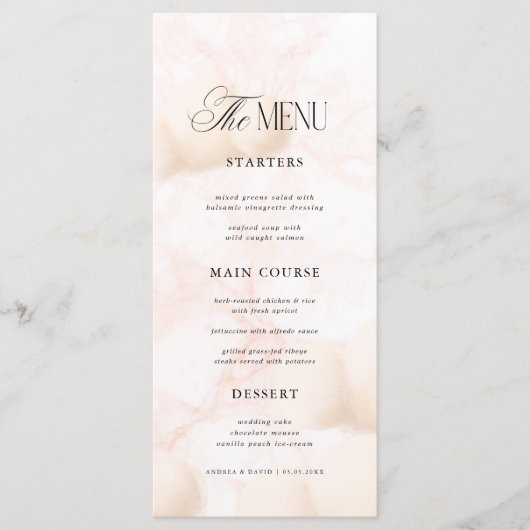 Menu Fête de bébé Cloud Nine en marbre rose Fête de mar (Devant)