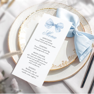 Menu Fête de Bébé Garçon Coquette Ruban Bleu Clair