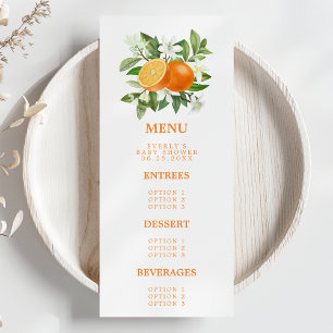 Menu Fête de Bébé Orange Citrus Little Cutie En Route