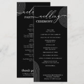 Menu Fête de cérémonie de mariage géométrique noir et b (Devant / Derrière)