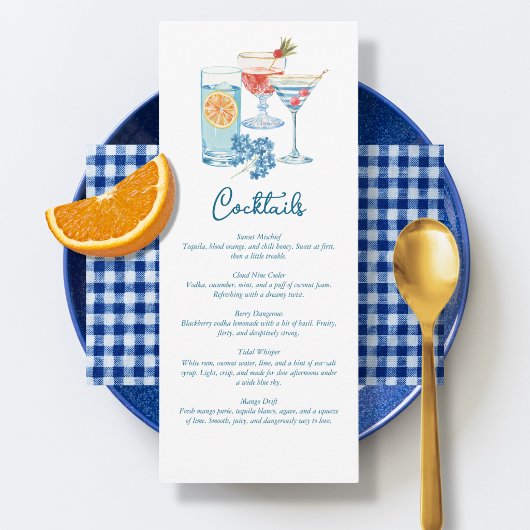 Menu Fête de Cocktail Cheers