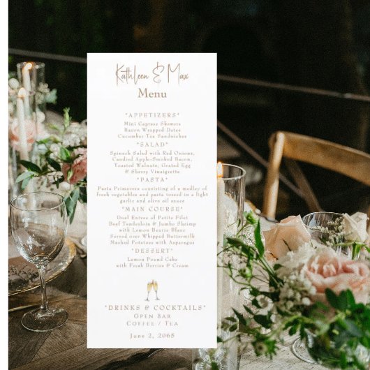 Menu Fête de fiançailles de champagne blanc longue duré