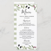 Menu Fête de la mariée grecque toscane d'Italien, (Devant / Derrière)