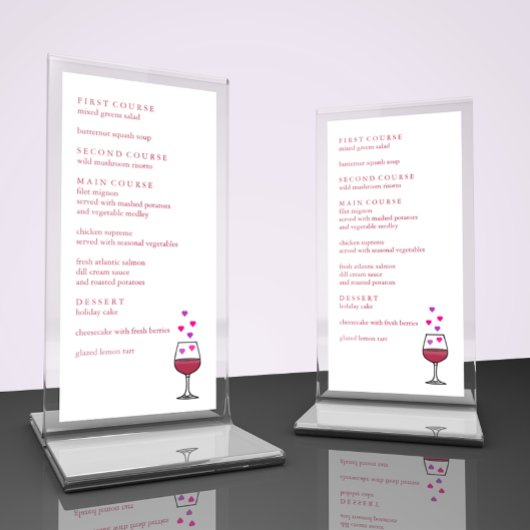 Menu Fête de la Saint Valentin