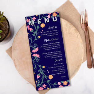 Menu Fête de mariage à l'aquarelle colorée florale