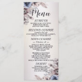 Menu Fête de mariage Aquarelle Pastel Blue Beige Fleurs (Devant)