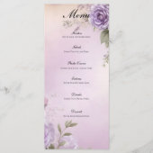 Menu Fête de Mariage et de Fiançailles Fleurs Aquarelle (Devant)