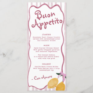 Menu Fête de naissance de Bébé Fille au Citron Rose 