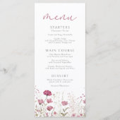 Menu Fête de naissance Fleur de bébé rose en fleurs (Devant)