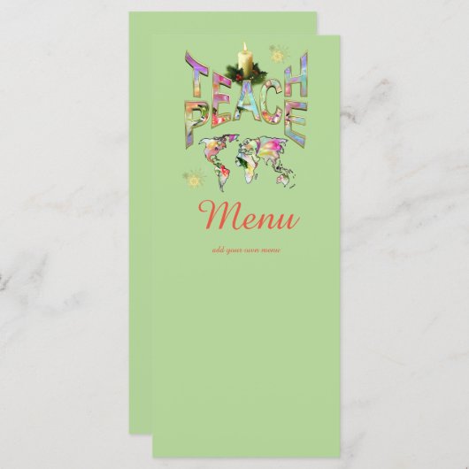 Menu Fête de Noël Teach-Peace (Devant / Derrière)