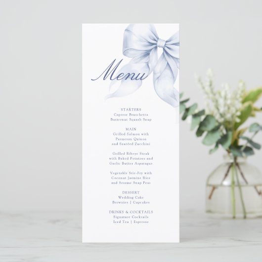 Menu Fête des mariées Bleu Bow (Debout devant)