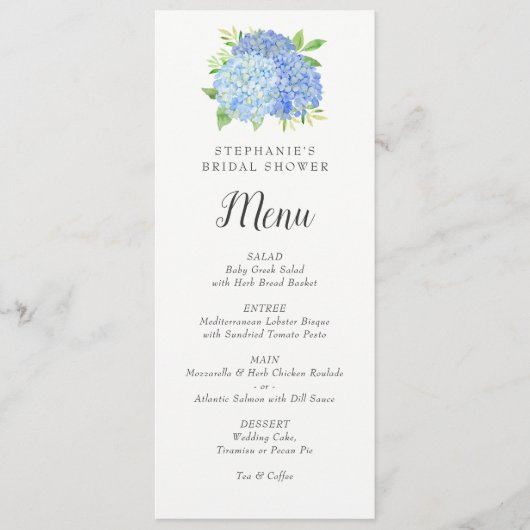 Menu Fête des mariées Bouquet Blue Hydrangea (Devant)