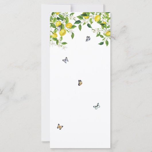 Menu Fête des mariées Citron d'été (Dos)