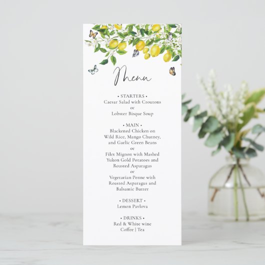 Menu Fête des mariées Citron d'été (Debout devant)