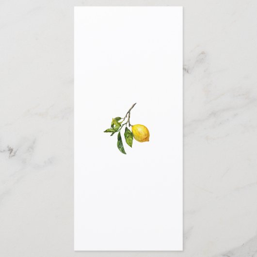 Menu Fête des mariées Citrus Lemon (Dos)