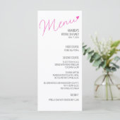 Menu Fête des mariées de calligraphie rose simple (Debout devant)