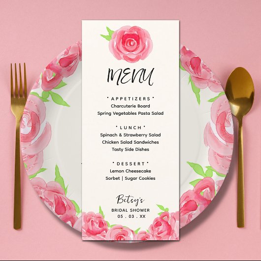 Menu Fête des mariées de derby aux fleurs d'aquarelle c