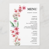 Menu Fête des mariées de mariage Fleur sauvage rose (Devant)