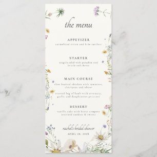 Menu Fête des mariées Fleur sauvage féminin