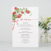 Menu Fête des mariées Fraise à l'Aquarelle tendanc (Debout devant)