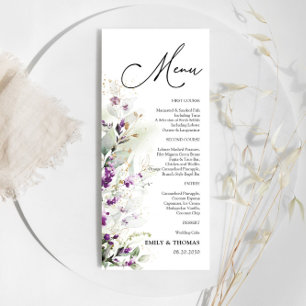 Menu Fête des mariées Lavande de verdure pourpre