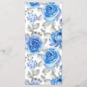 Menu Fête des mariées Mariage Fleurs bleues (Dos)