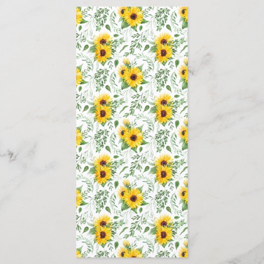 Menu Fête des mariées Mariage Sunflowers Greenery (Dos)