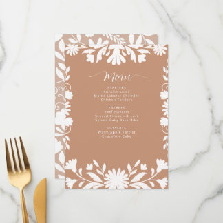 Menu Fête des mariées mexicaine Talavera Boho Barro