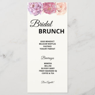 Menu Fête des mariées Pétales et Poursuites