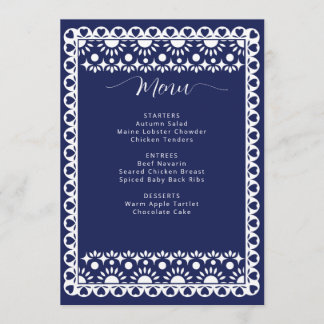 Menu Fête des mariées Picado Boho de la marine mexicain